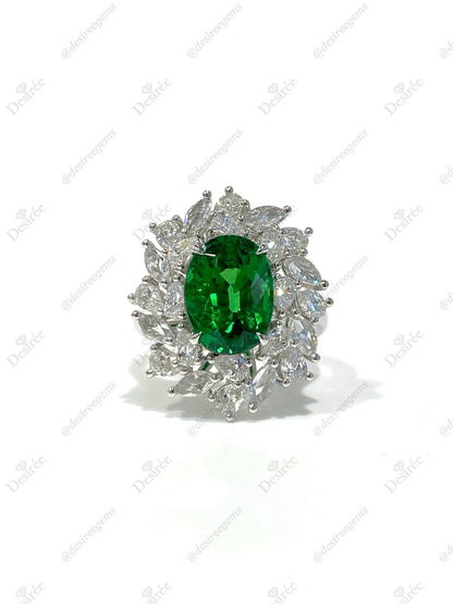 Natural Green Garnet 4.08ct Ring
