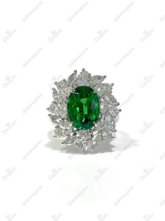 Natural Green Garnet 4.08ct Ring