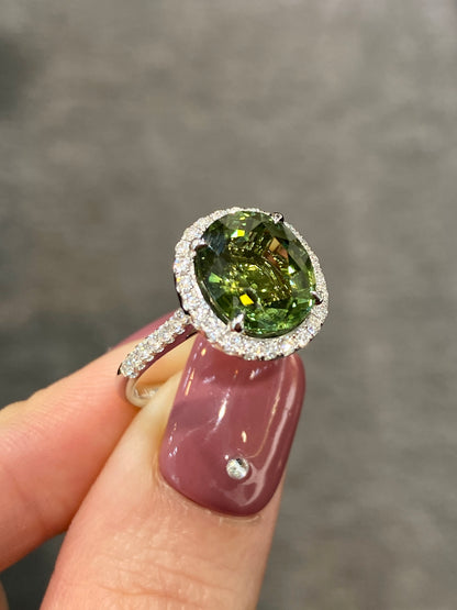 Natural Green Tourmaline 4.04ct Ring