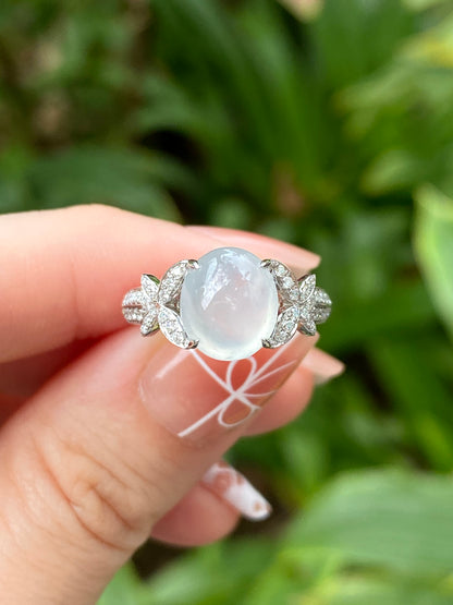 Natural Type A Icy Jadeite Ring