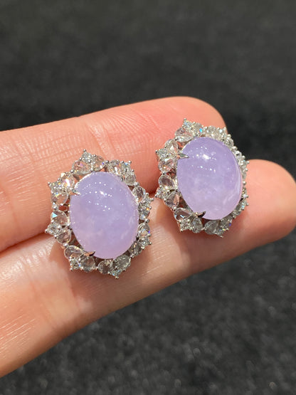 Natural Type A Lavender Jadeite Earrings