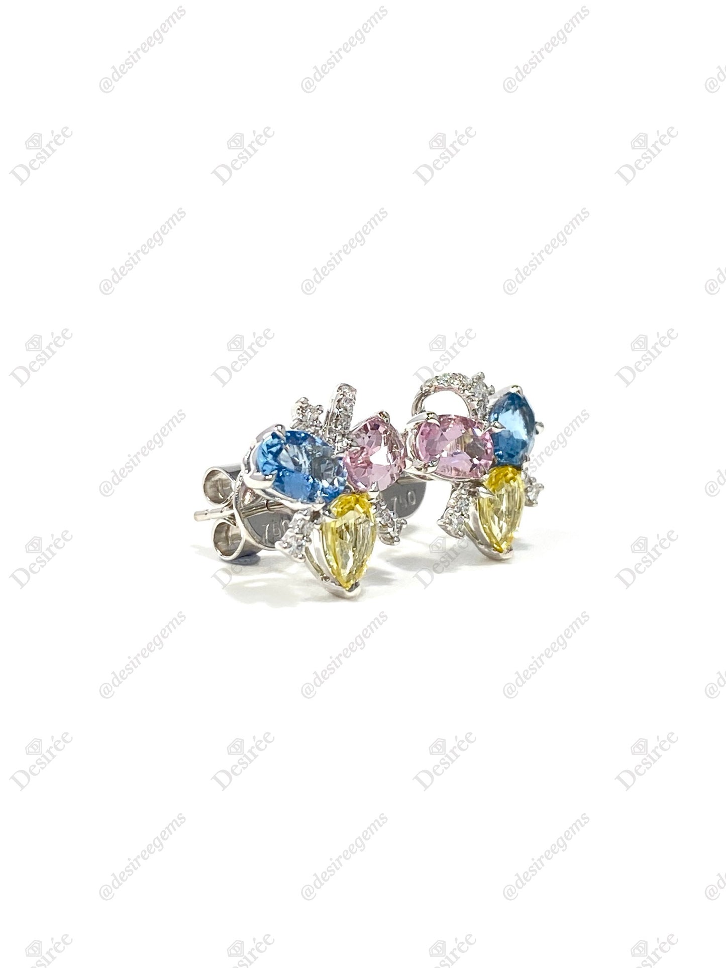 Natural Yellow Sapphire, Aquamarine & Morganite Earrings