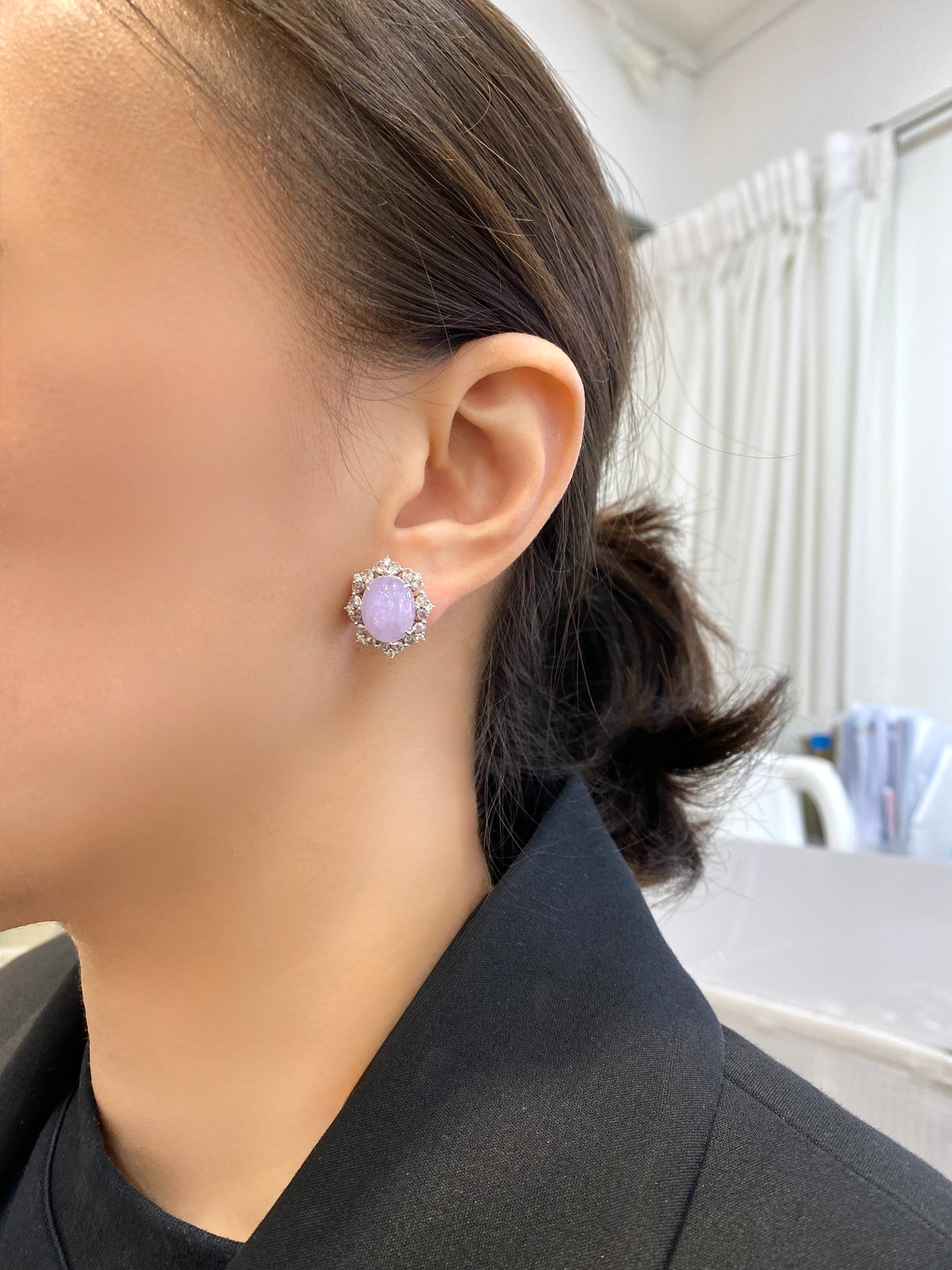 Natural Type A Lavender Jadeite Earrings