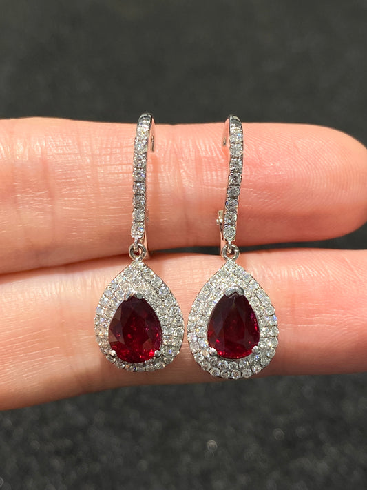 Natural Unheated Ruby 2.33ct Earrings