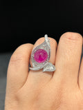 Natural Burmese Ruby 6.70ct Ring set with 1.19ct Natural Diamonds in 18K White Gold