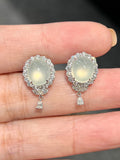 Natural Type A Icy Jadeite Earrings Set With 1.17ct Natural Diamonds Singapore Gemstone Fine Jewelry