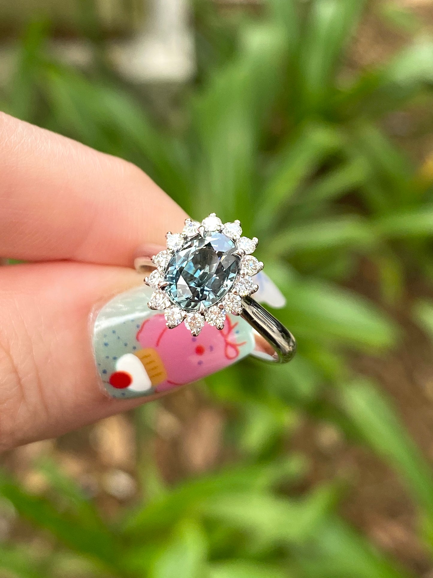 Natural Unheated Teal Sapphire 1.73ct Ring