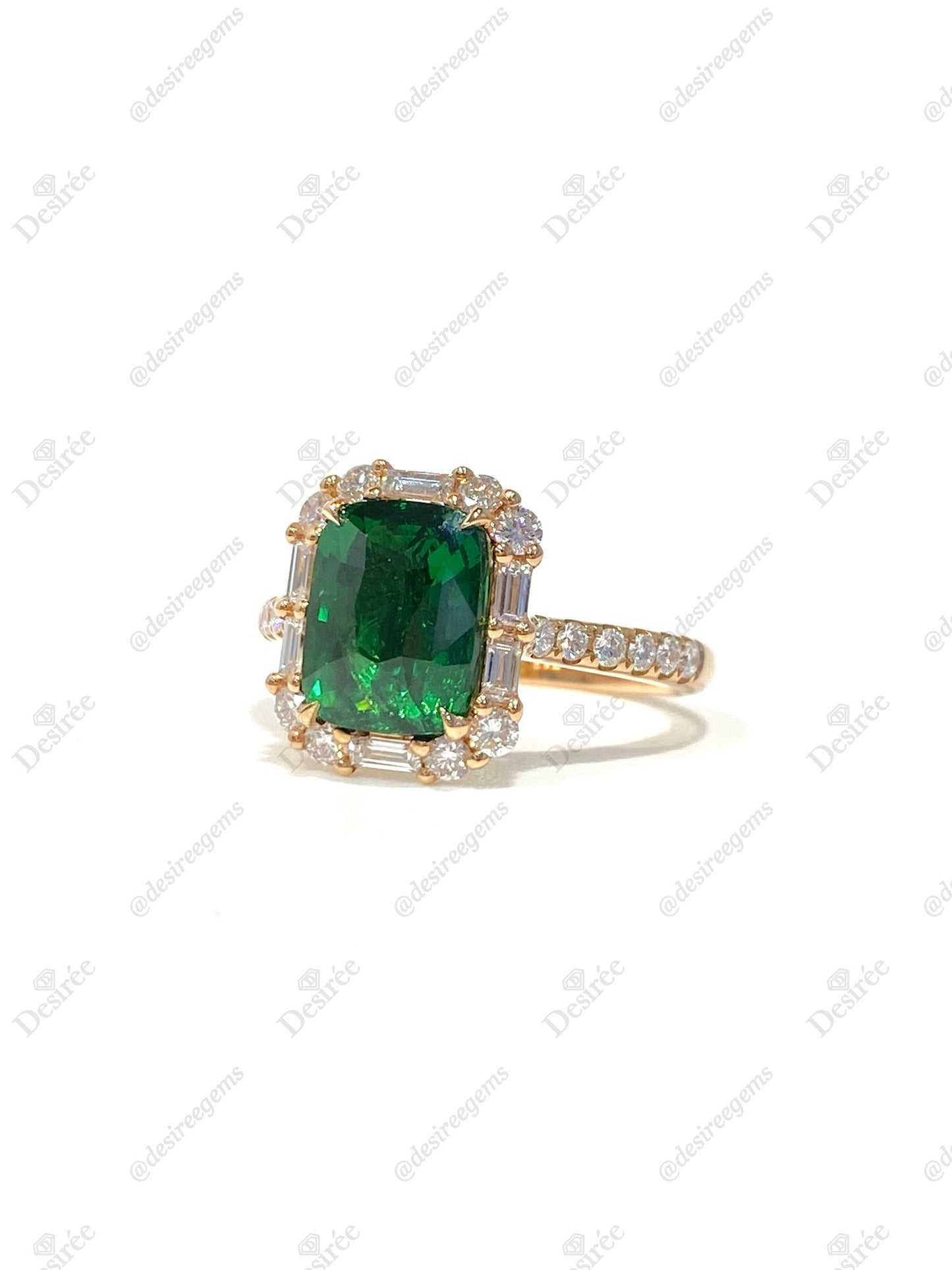 Natural Green Garnet 3.08ct Ring