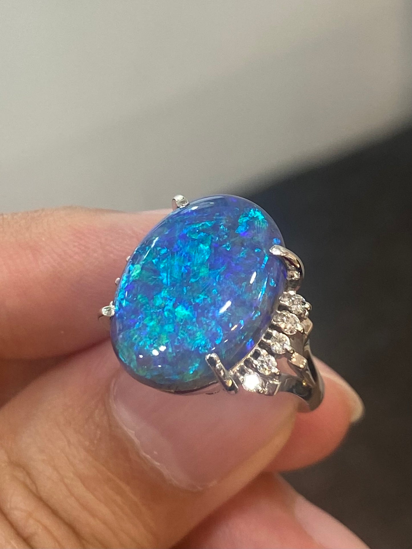 Natural Australian Black Opal 9.80ct Ring