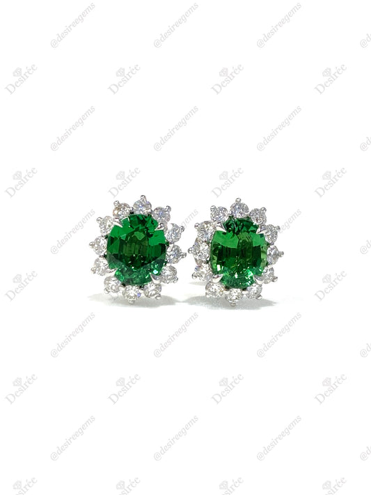 Natural Green Garnet (Tsavorite) 2.10ct Earrings