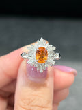 Natural Mandarin Garnet 1.26ct Ring Set With Natural Diamonds in 18K White Gold Gemstone Fine Jewellery Singapore