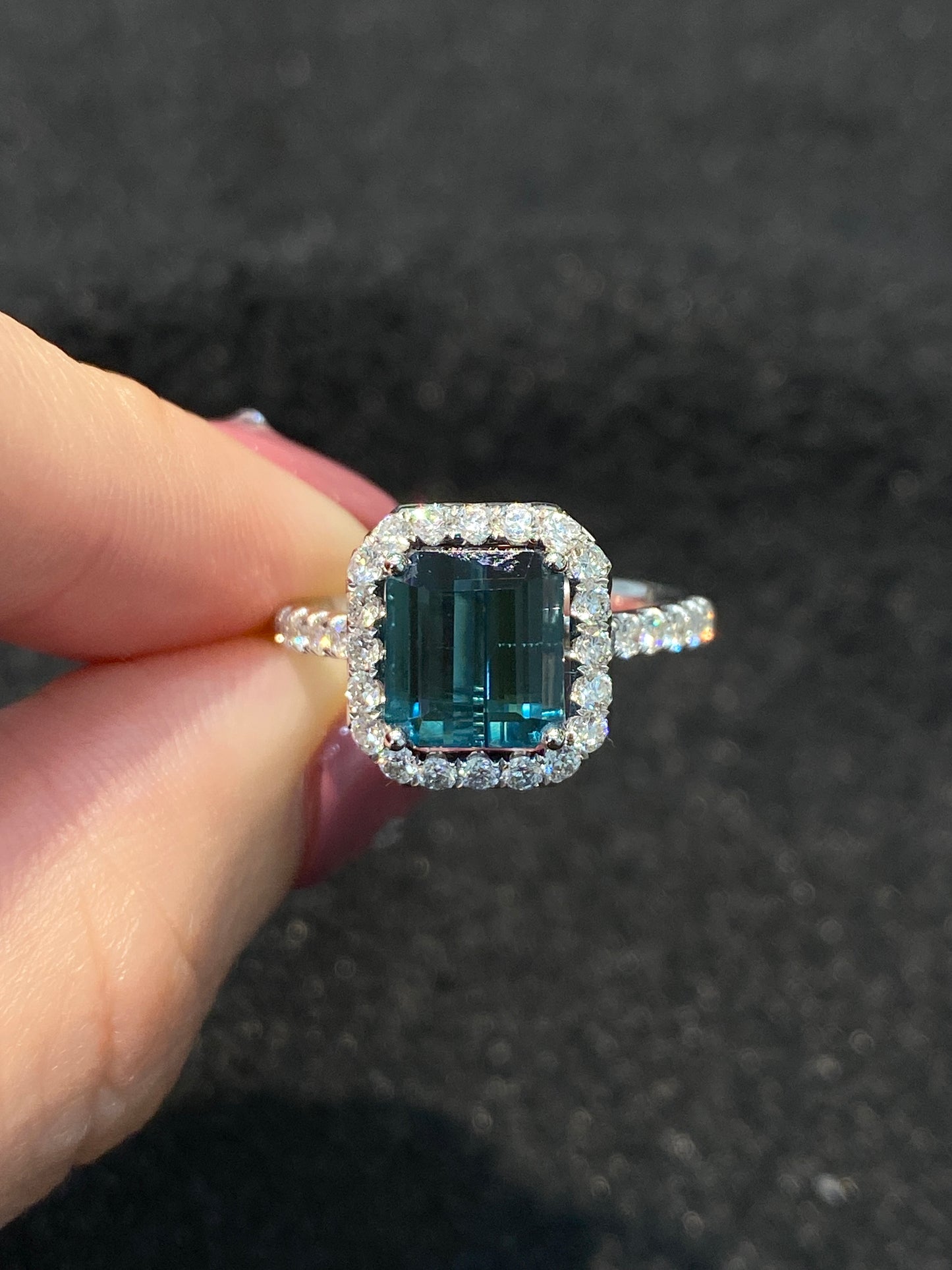 Natural Indicolite Blue Tourmaline 2.16ct Ring