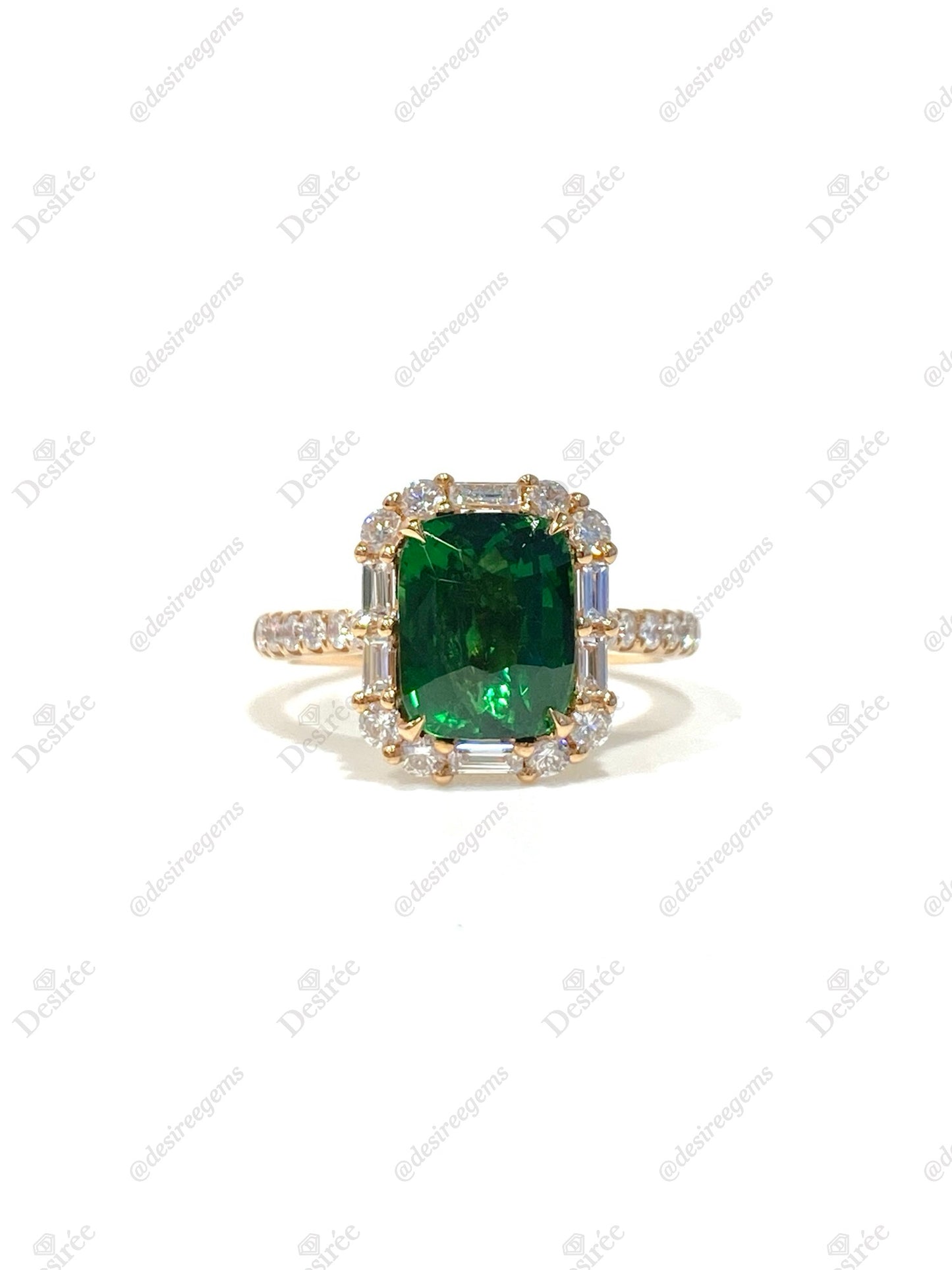 Natural Green Garnet 3.08ct Ring