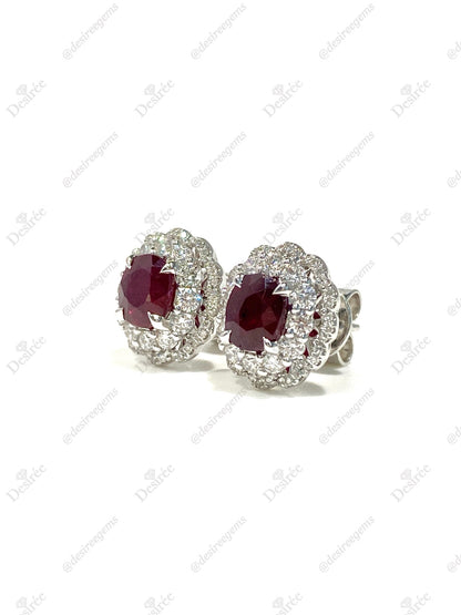 Natural Unheated Ruby 1.85 ct Earrings