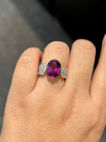 Natural Rhodolite Garnet 5.48ct Ring Set With Natural Diamonds In 18K White Gold Singapore Gemstone Fine Jewelry