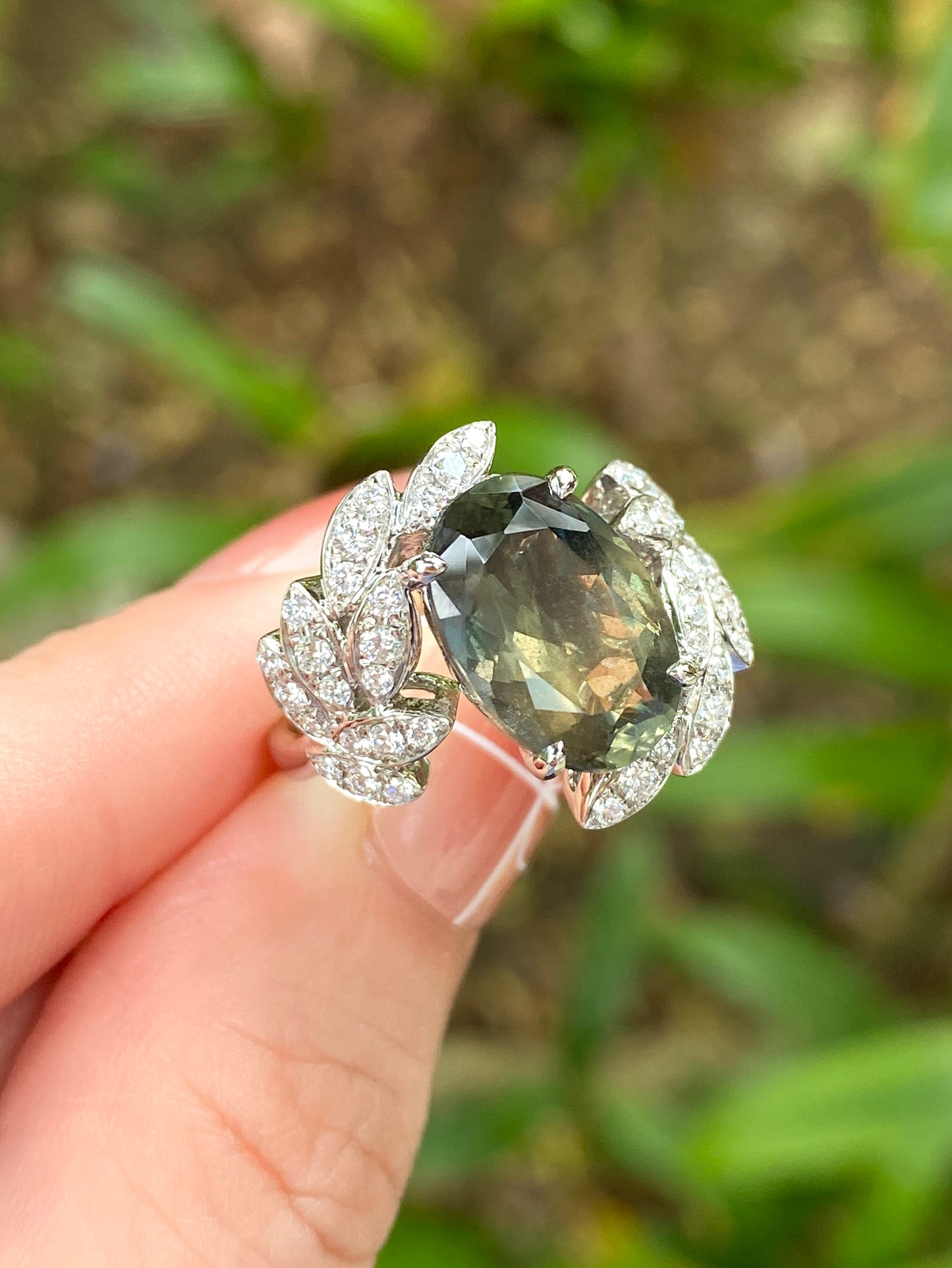 Natural Unheated Vivid Yellowish Green Chrome Tourmaline 5.12ct Ring