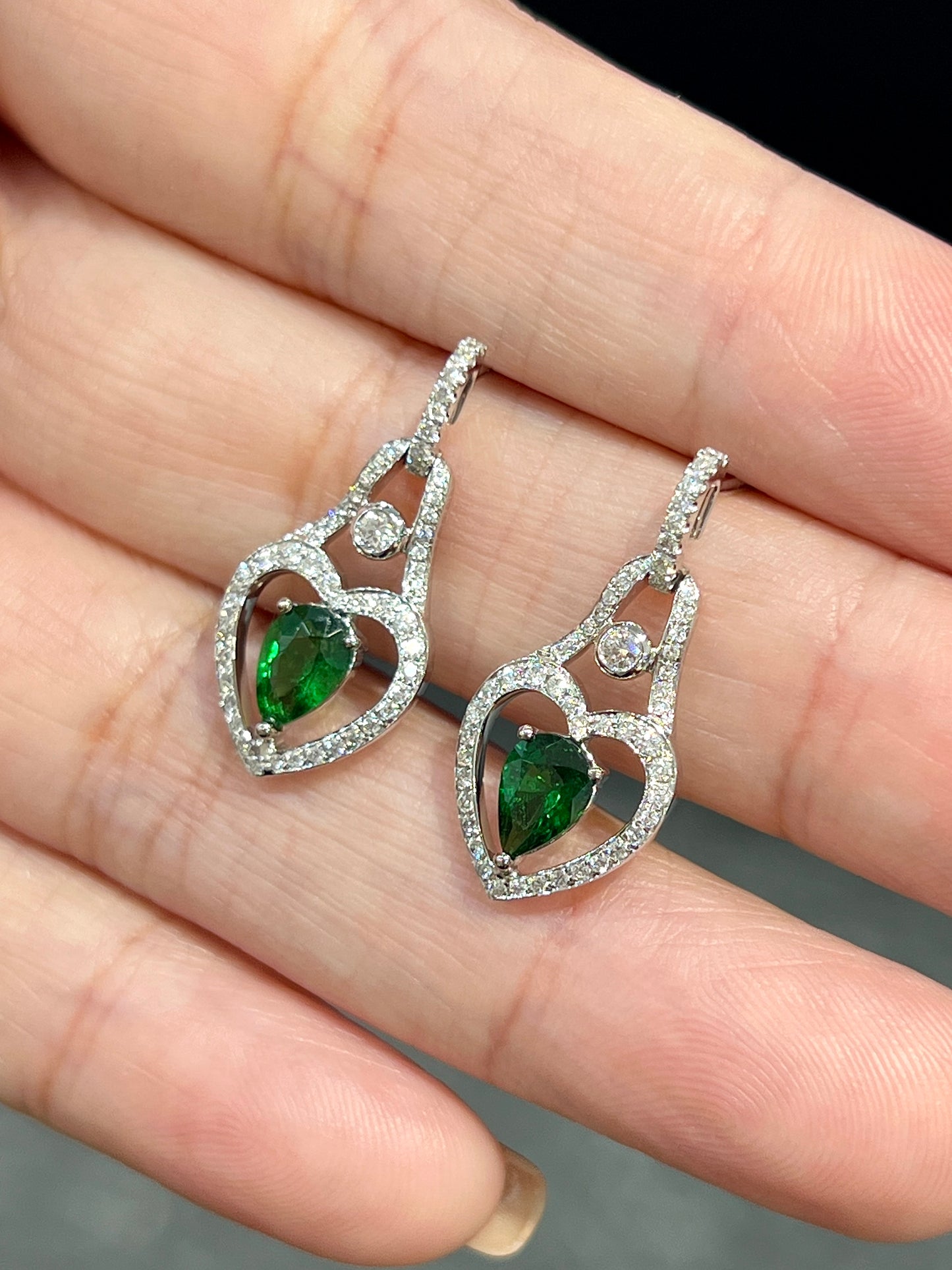 Natural Green Garnet Tsavorite 1.40ct Earrings