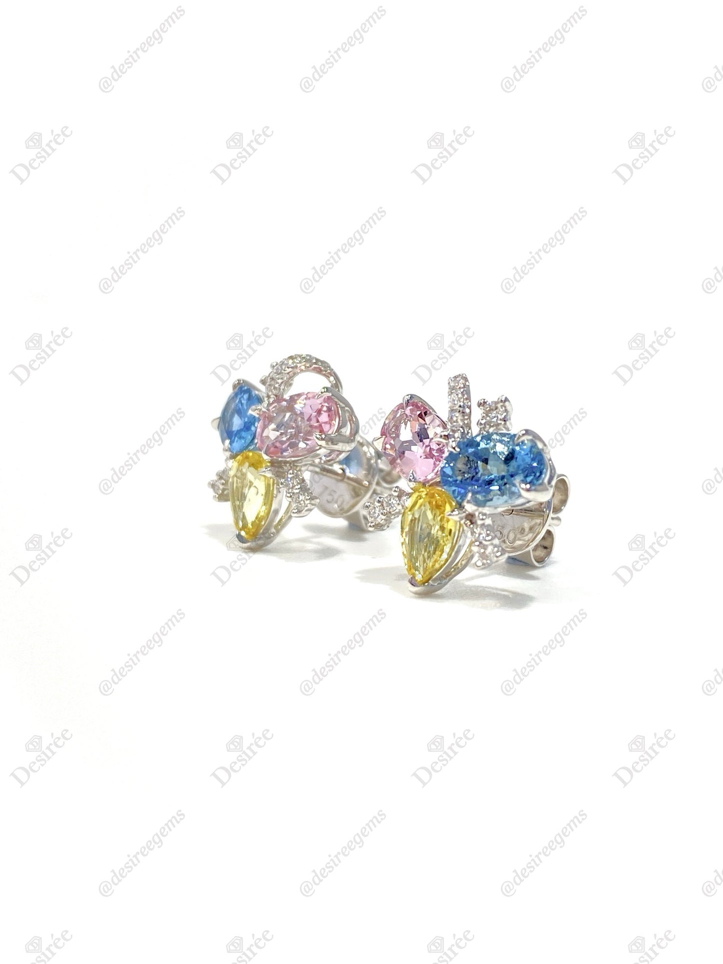 Natural Yellow Sapphire, Aquamarine & Morganite Earrings