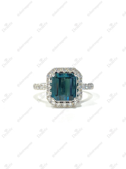 Natural Indicolite Blue Tourmaline 2.16ct Ring