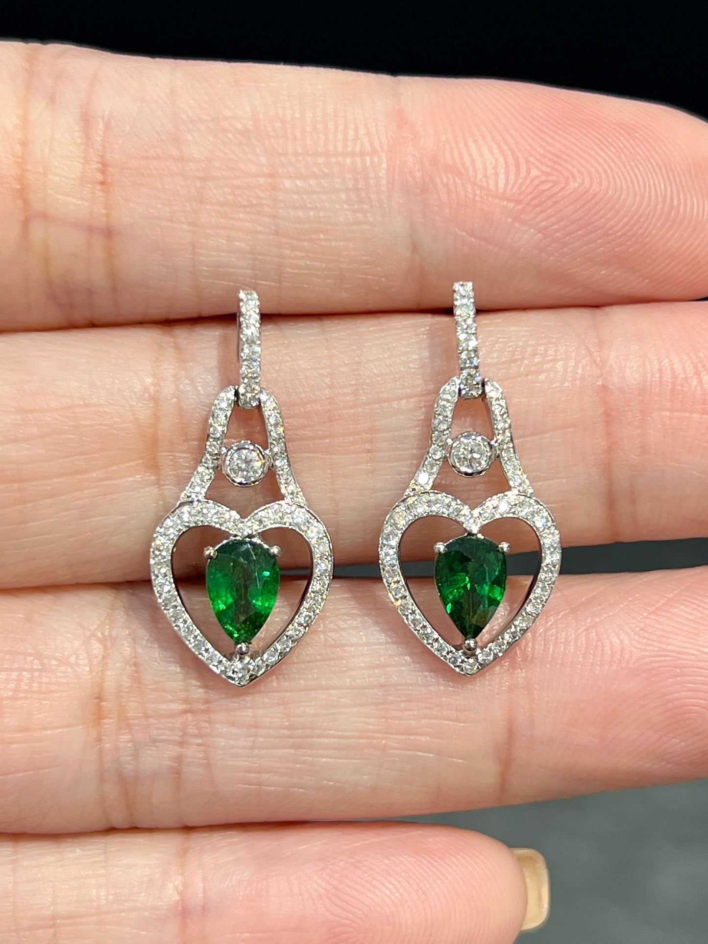 Natural Green Garnet Tsavorite 1.40ct Earrings