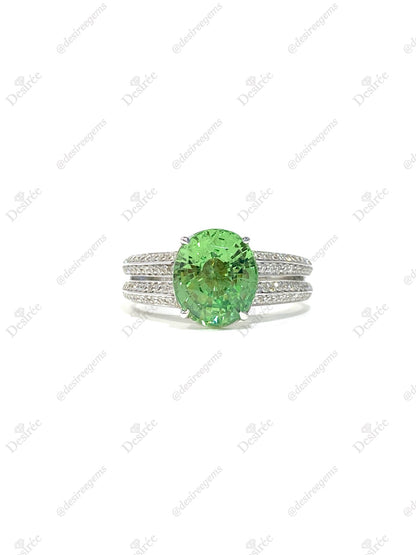 Natural Green Garnet 2.64ct Ring