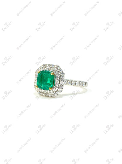 Natural Colombian Emerald 0.96ct Ring