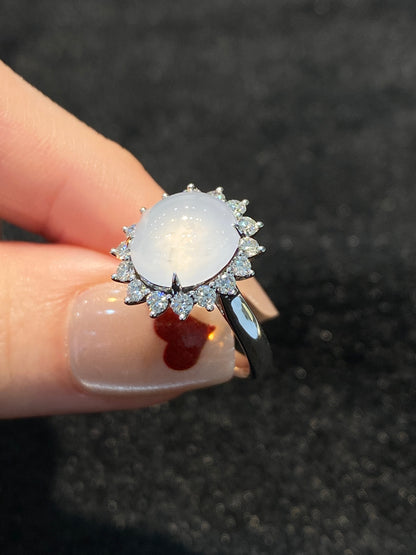 Natural Type A Icy Jadeite Ring