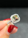 Natural Bi-color Tourmaline 2.24ct Ring Set With Natural Diamonds In 18K White Gold Singapore Gemstone Fine Jewellery
