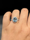 Natural Aquamarine 3.19ct Ring Set With Natural Diamonds In 18K White Gold Singapore Gemstone Fine Jewellery