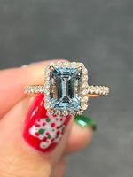 Natural Aquamarine 2.12ct Ring Set With Natural Diamonds In 18K Rose Gold Singapore Gemstone Fine Jewellery