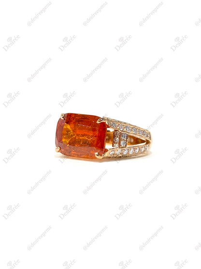 Natural Mandarin Garnet 6.07ct Ring