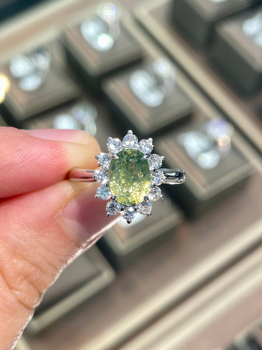 Natural Unheated Green Sapphire Ring 2.48ct
