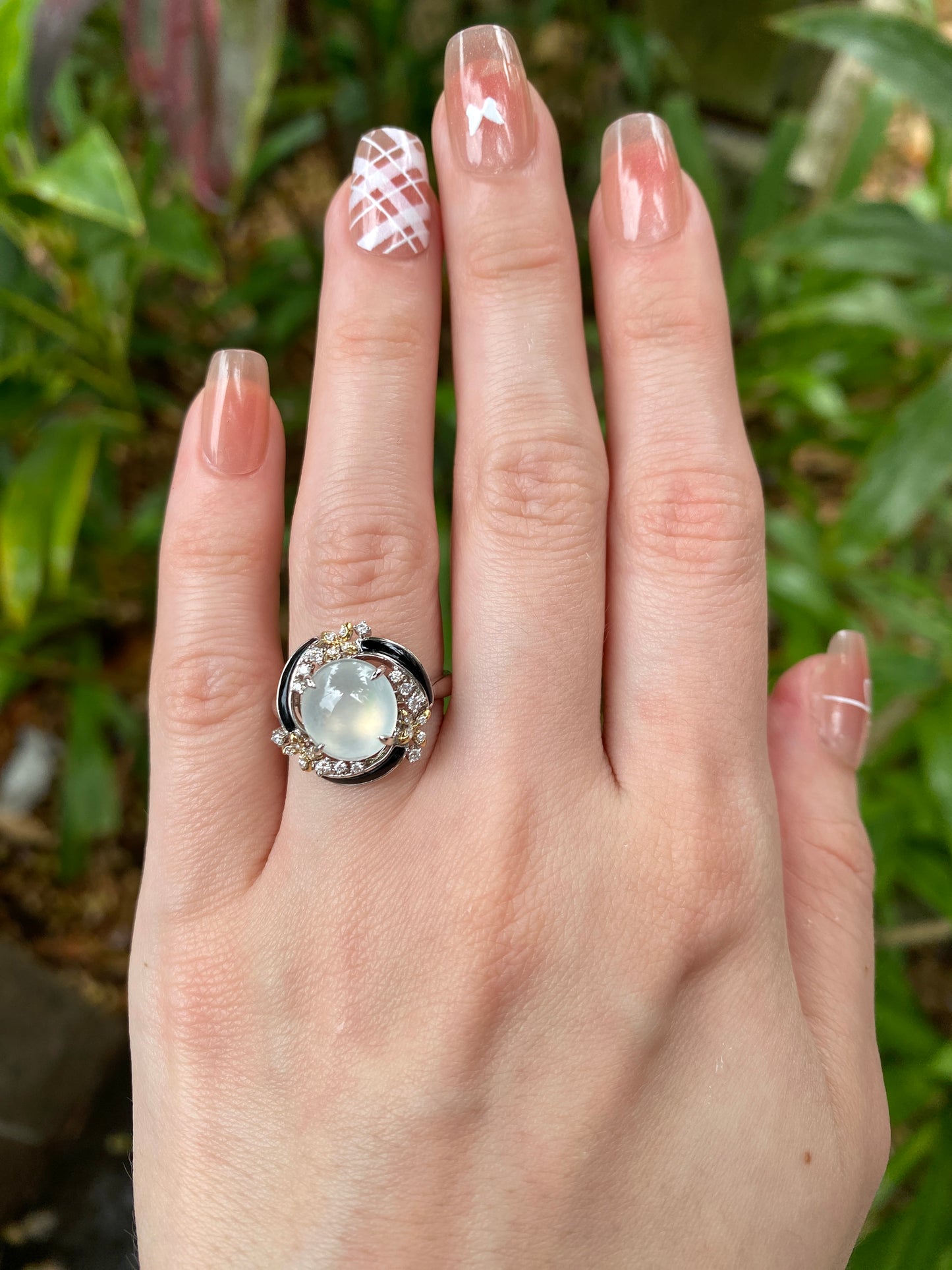 Natural Type A Icy Jadeite Ring