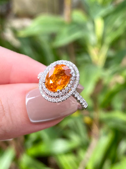 Natural Mandarin Garnet 2.14ct Ring