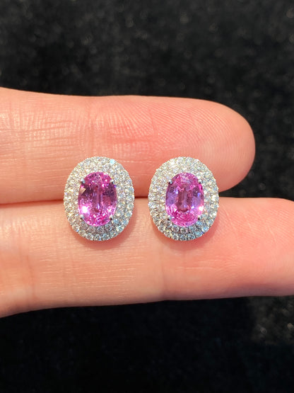 Natural Pink Sapphire 2.01ct Earrings