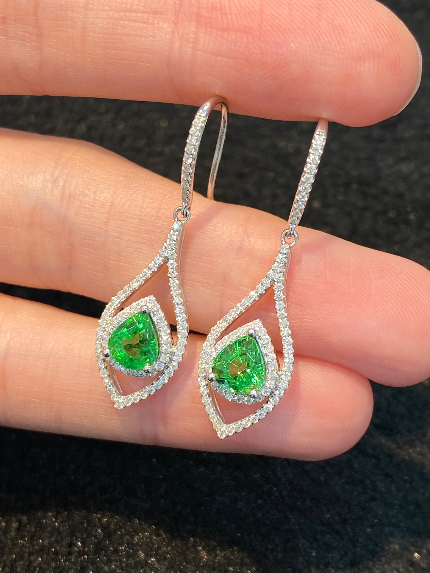 Natural Green Garnet (Tsavorite) 2.14ct Earrings