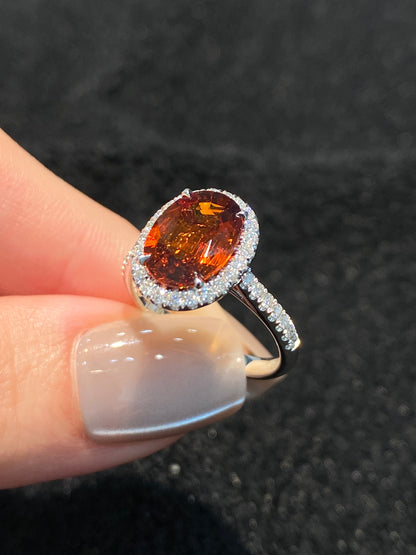 Natural Mandarin Garnet 3.07ct Ring