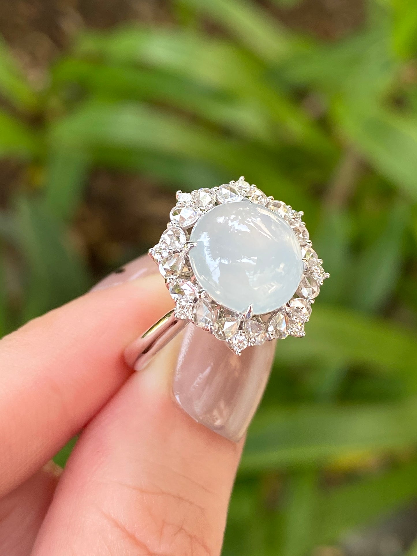 Natural Type A Icy Jadeite Ring