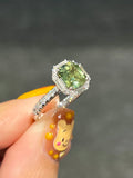 Natural Unheated Green Sapphire Ring 2.12ct Set With Natural Diamonds In 18K White Gold Gemstone Fine Jewellery Singapore
