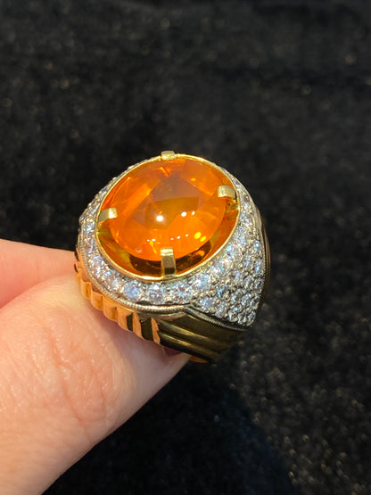 Natural Orange Sapphire Ring 8.15ct