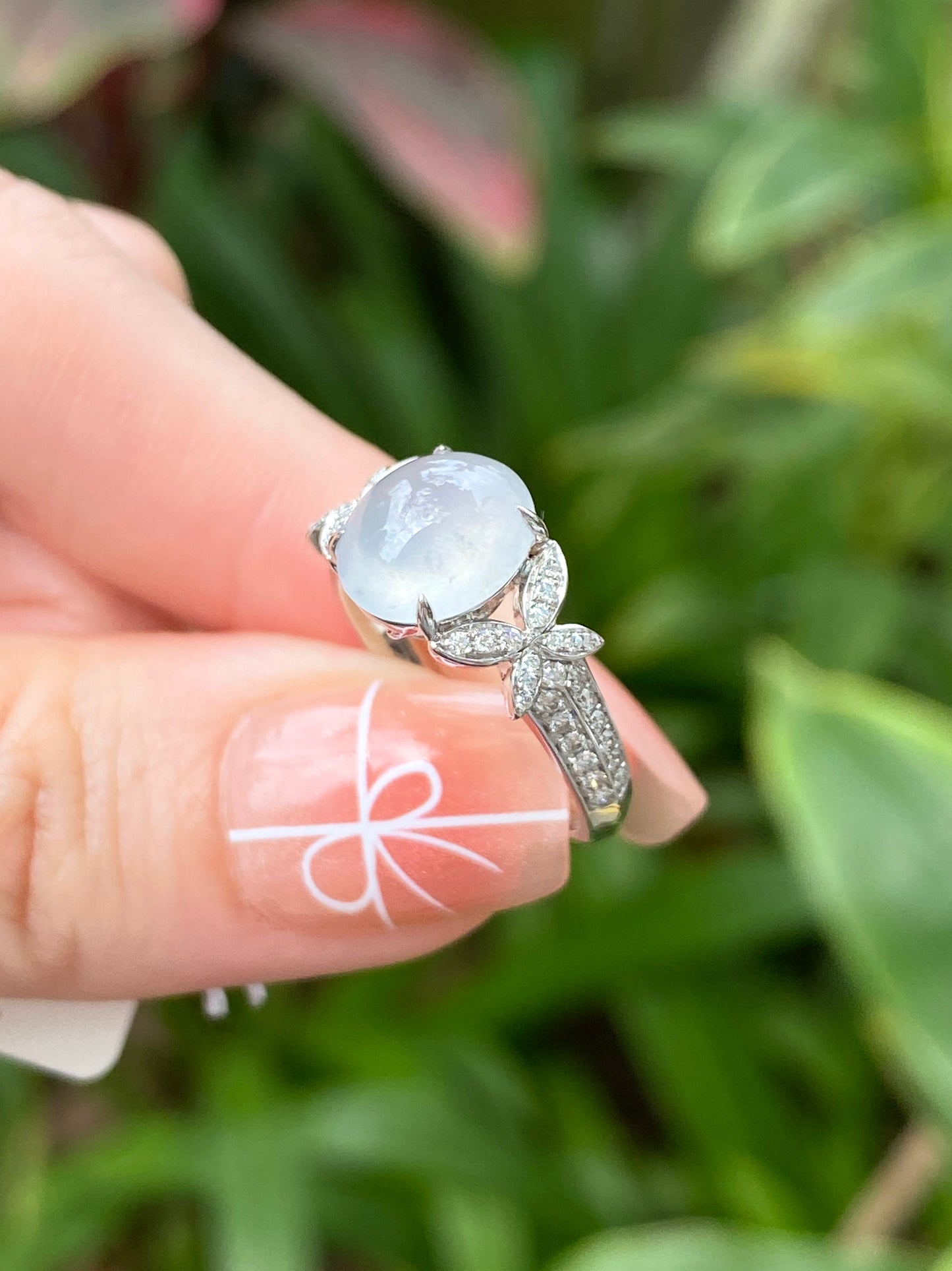 Natural Type A Icy Jadeite Ring