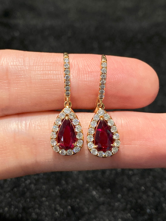 Natural Unheated Ruby 1.25ct Earrings