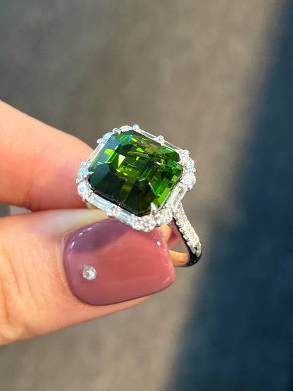 Natural Green Tourmaline 7.62ct Ring
