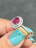 Natural Pink Spinel 0.87ct Ring Set With Natural Diamonds In 18K White Gold Singapore Gemstone Fine Jewelry
