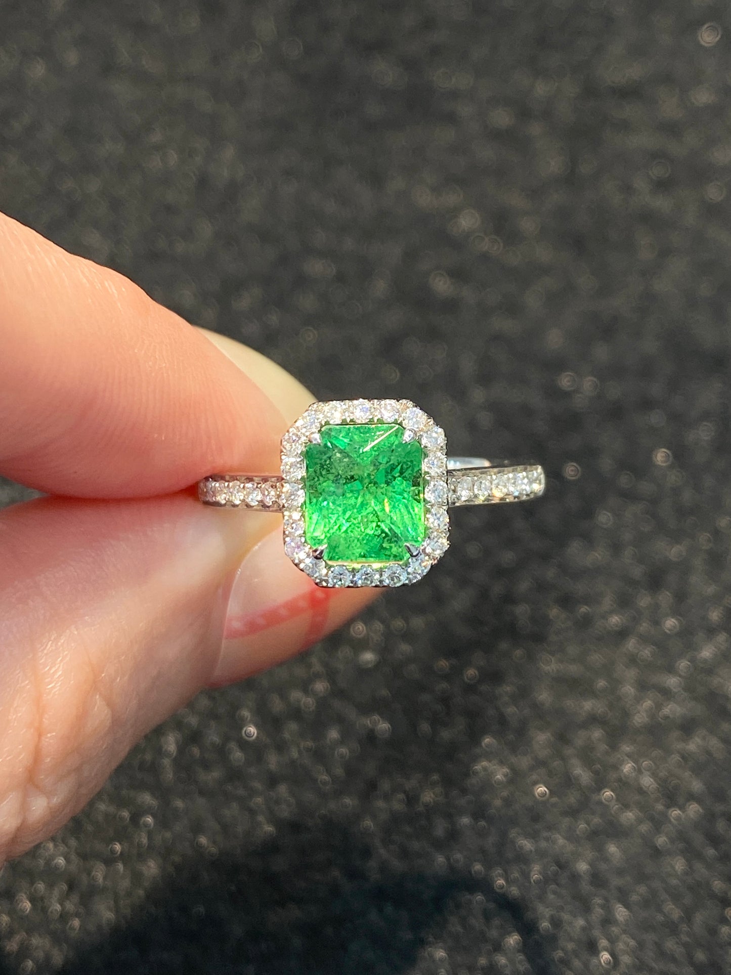 Natural Green Garnet 1.55ct Ring