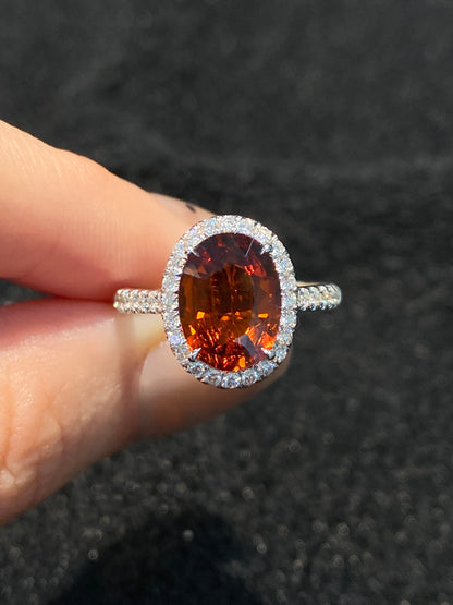 Natural Mandarin Garnet 3.07ct Ring