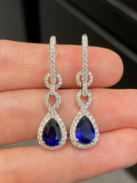 Natural Blue Sapphire Earrings 2.93ct