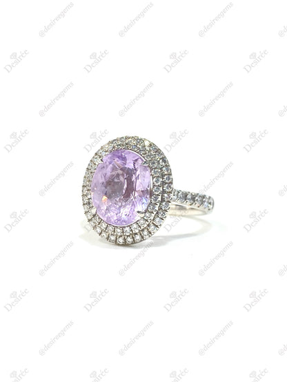 Natural Unheated Lavender Sapphire 3.78ct Ring