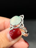Natural Type A Icy Jadeite Ring Set With 0.27ct Natural Diamonds In 18K White Gold Singapore Gemstone Fine Jewellery
