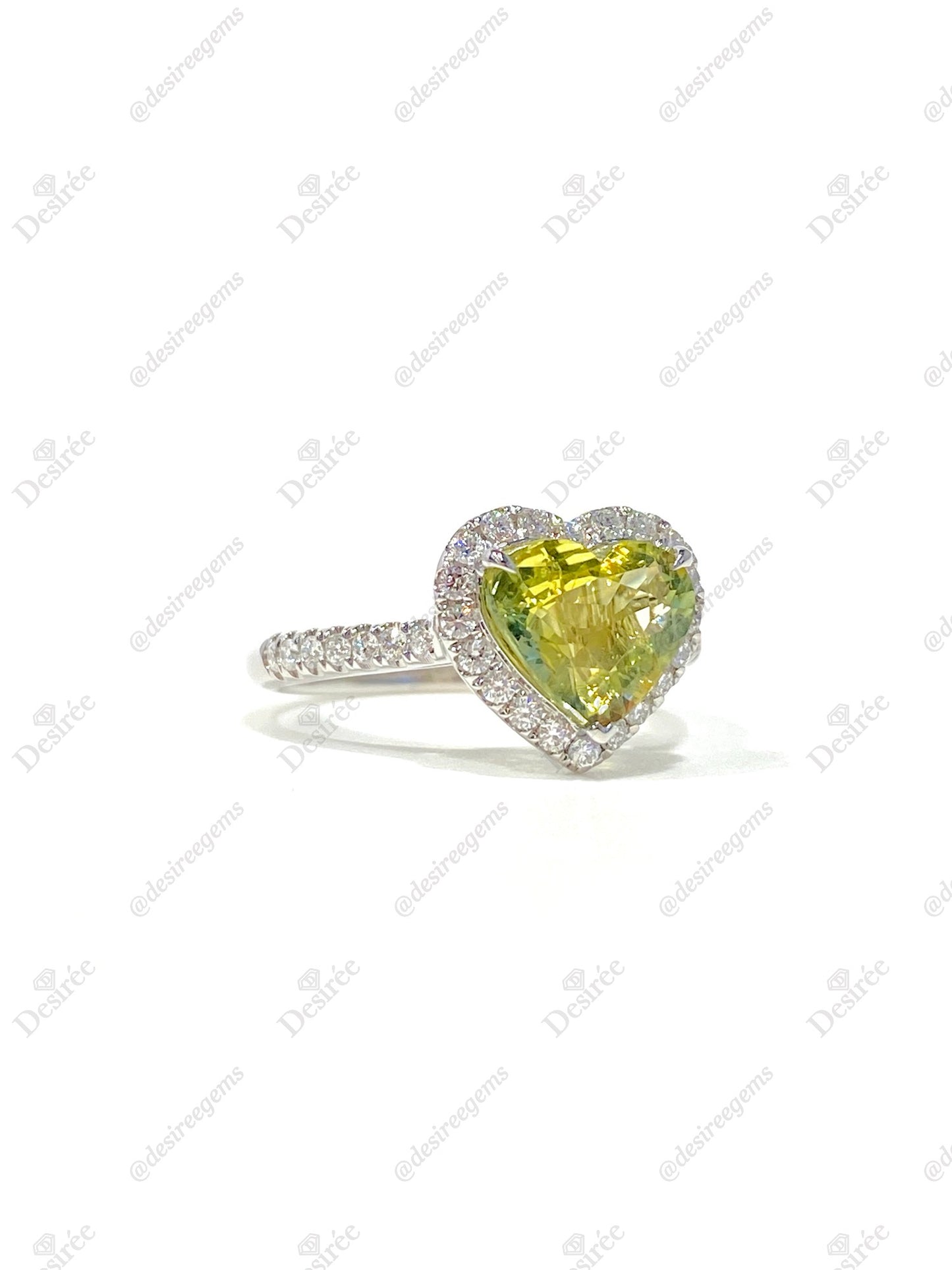 Natural Unheated Yellowish Green Sapphire Ring 2.17ct